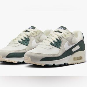 Nike Air Max White Sneakers with Dark Green Accents